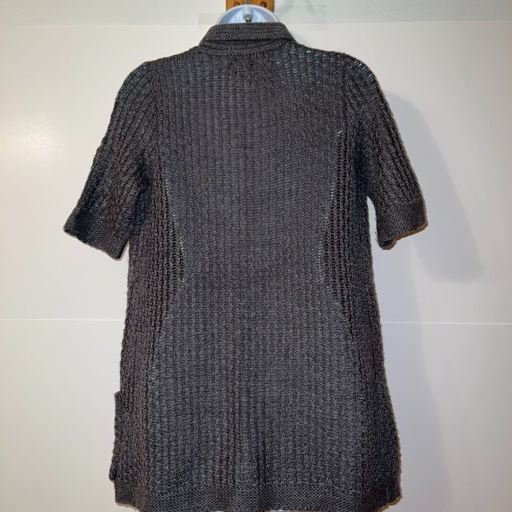 BANANA REPUBLIC Slate Gray Knit Open Front Sweater Pockets EUC XS - Picture 5 of 6